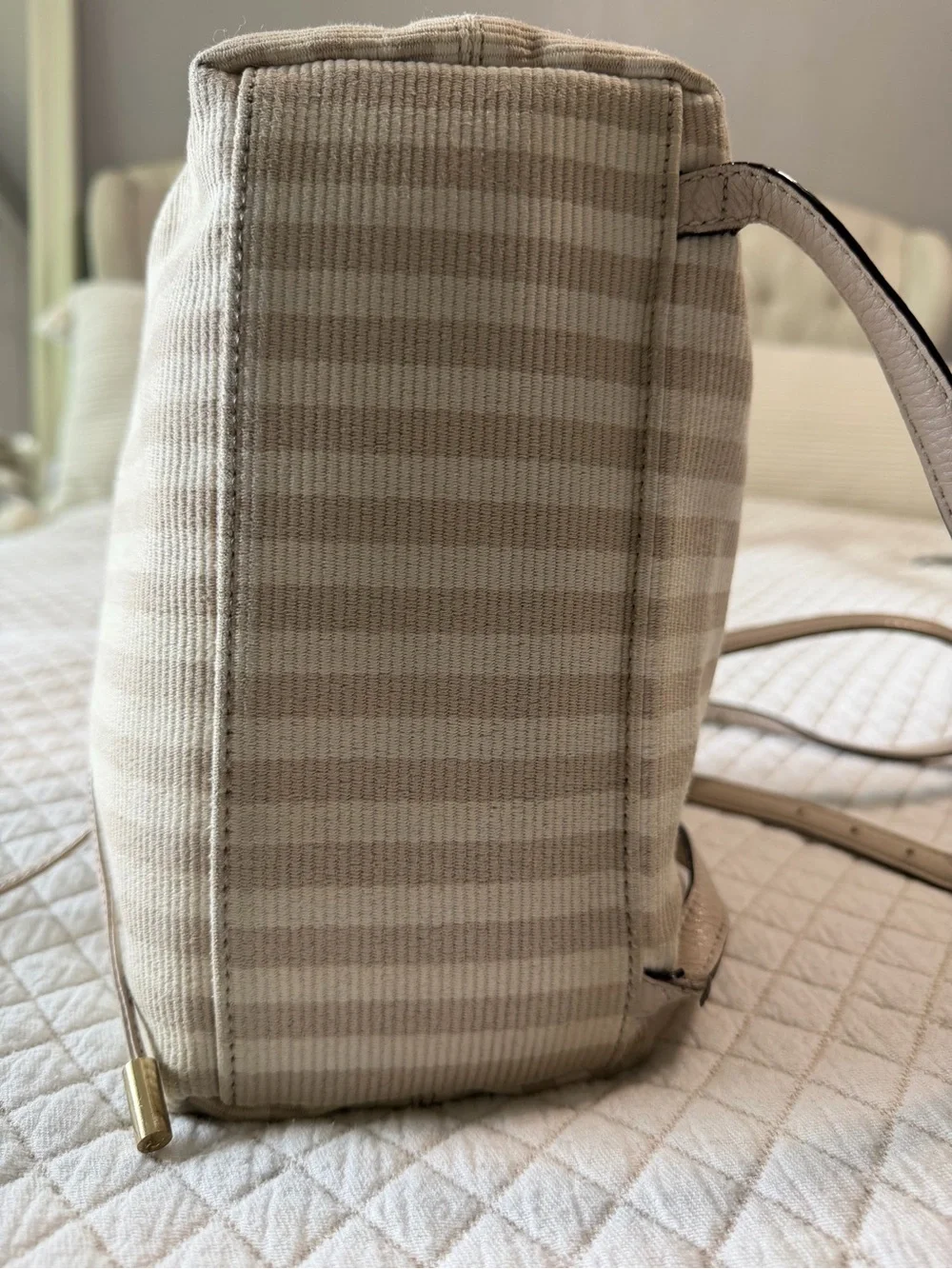 kate spade Cream and Beige Striped Mini Backpack